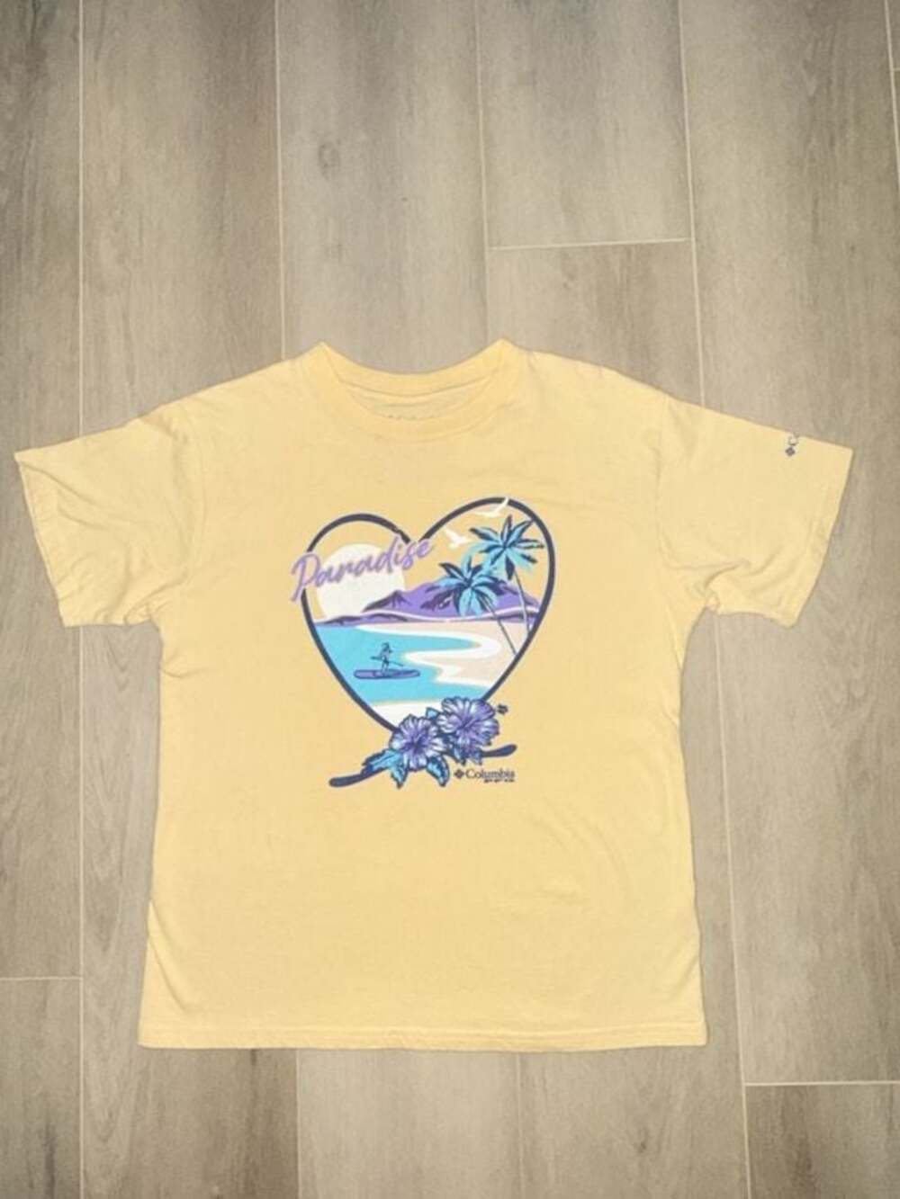 Columbia PFG Youth Paradise Beach Graphic T-Shirt 100% Cotton Size M